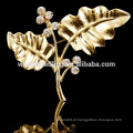 Bela Elegante Cristal Bling strass flor folha Broches por atacado